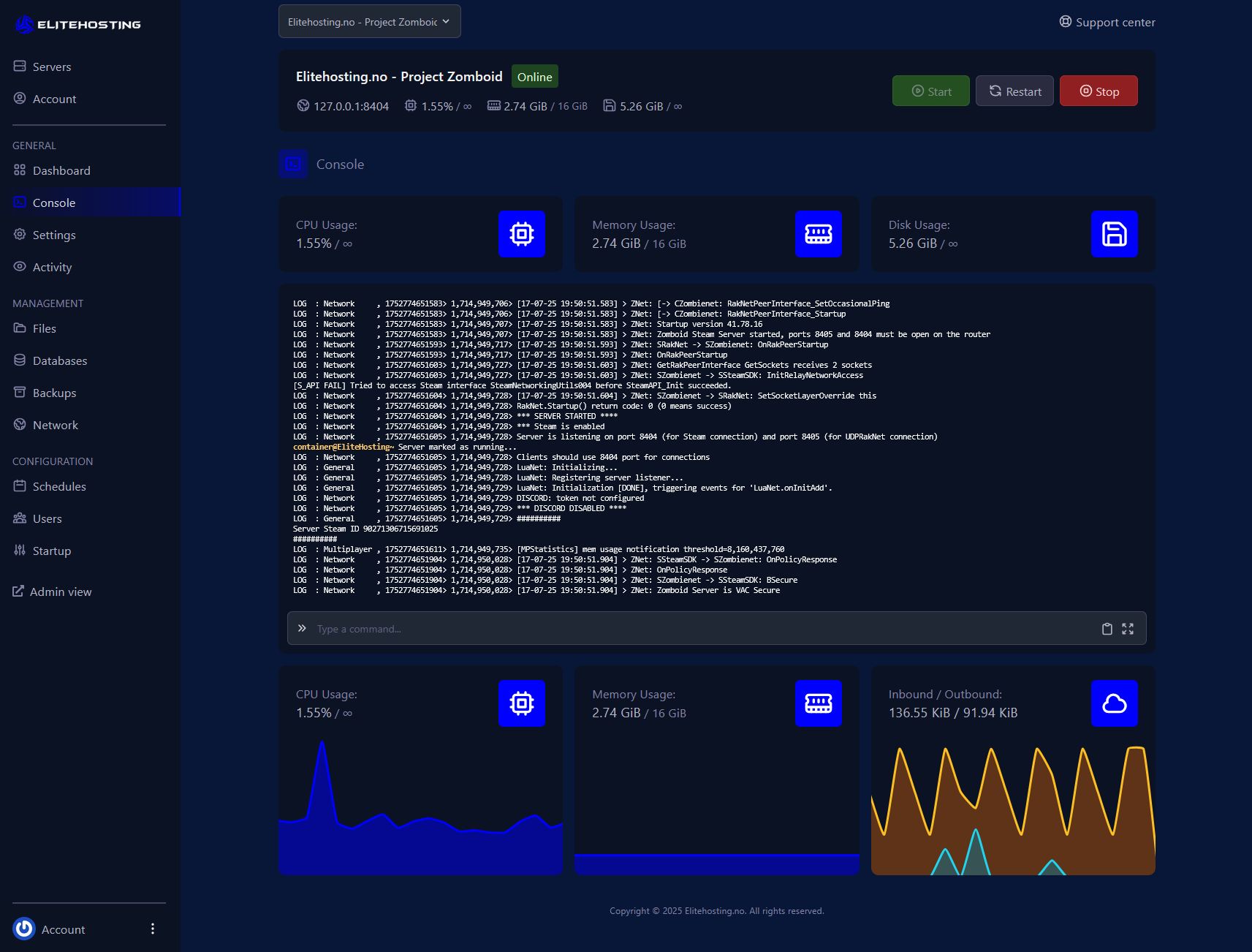 Project Zomboid Control Panel